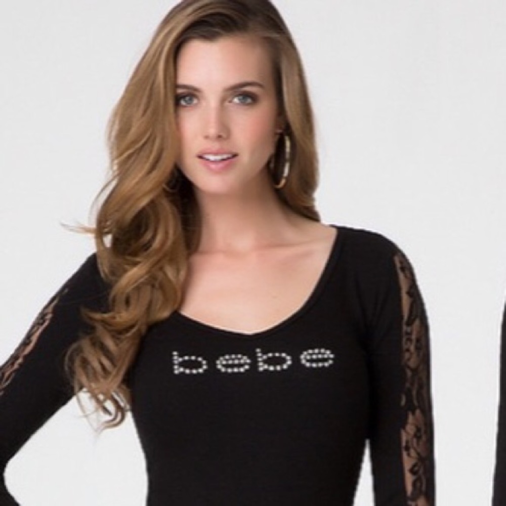 Bebe Black Laced Short Sleeve Shirt🖤